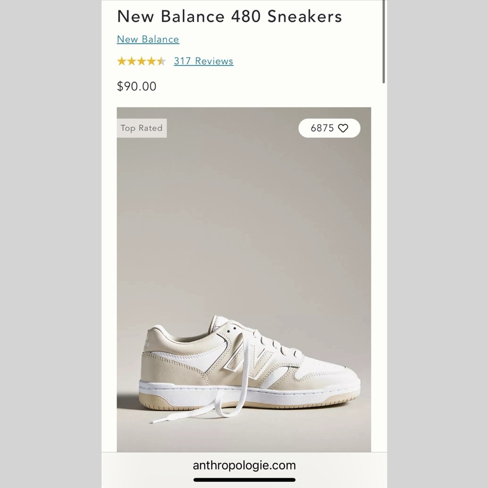 EUC New Balance 480 Sneakers in Tan/White
